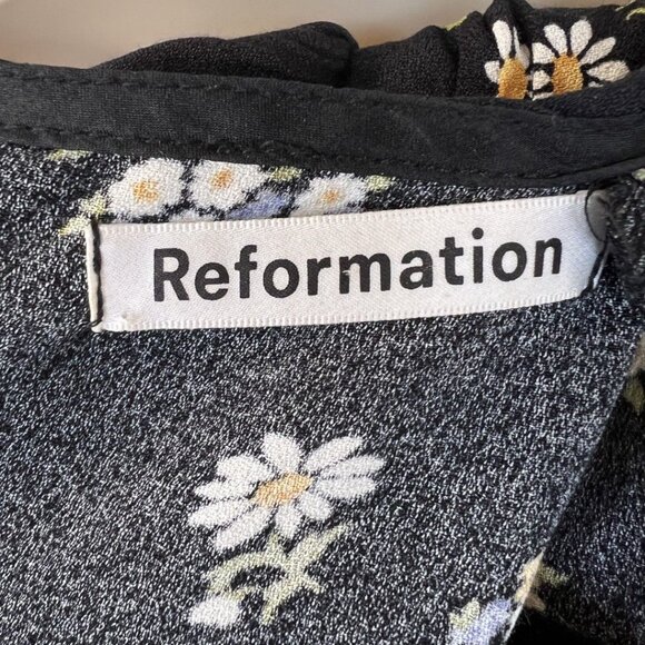 Reformation Black Floral Janine Daisy Dress $178 - Picture 11 of 13